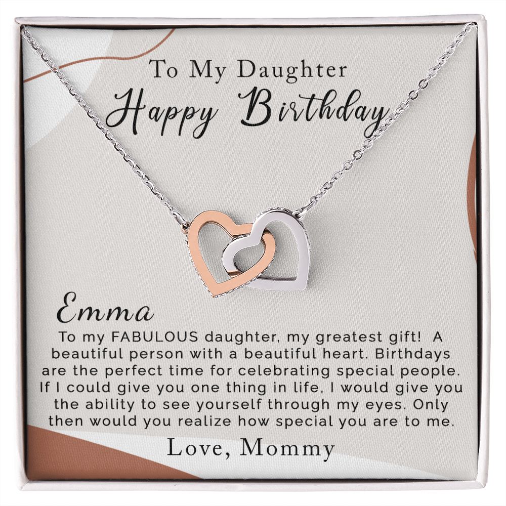 Happy Birthday Daughter | Personalized | Interlocking Hearts Necklace