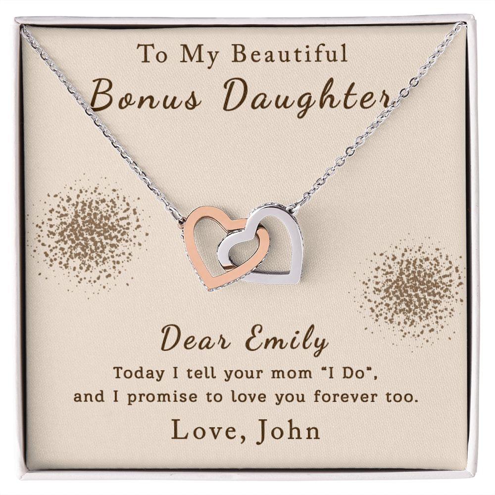 Bonus Daughter | Personalized | Interlocking Hearts Necklace