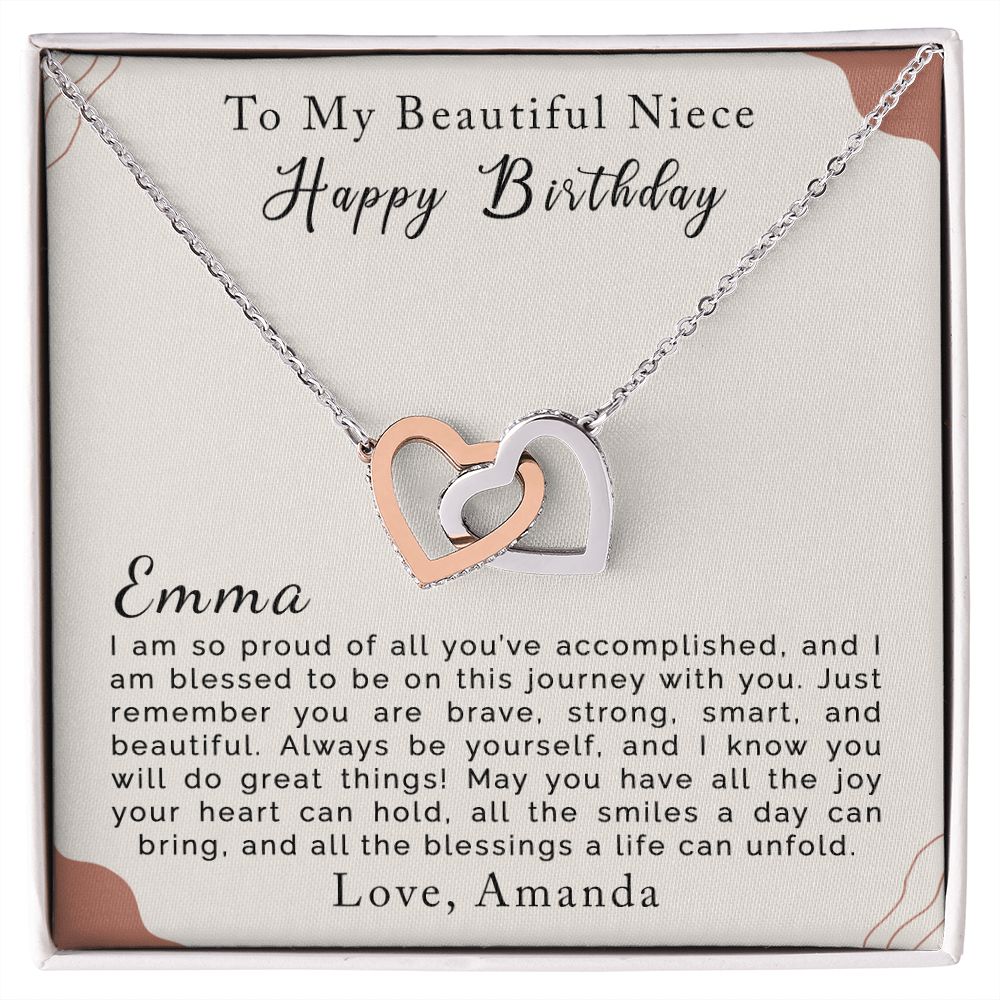 Happy Birthday Niece | Personalized | Interlocking Hearts Necklace