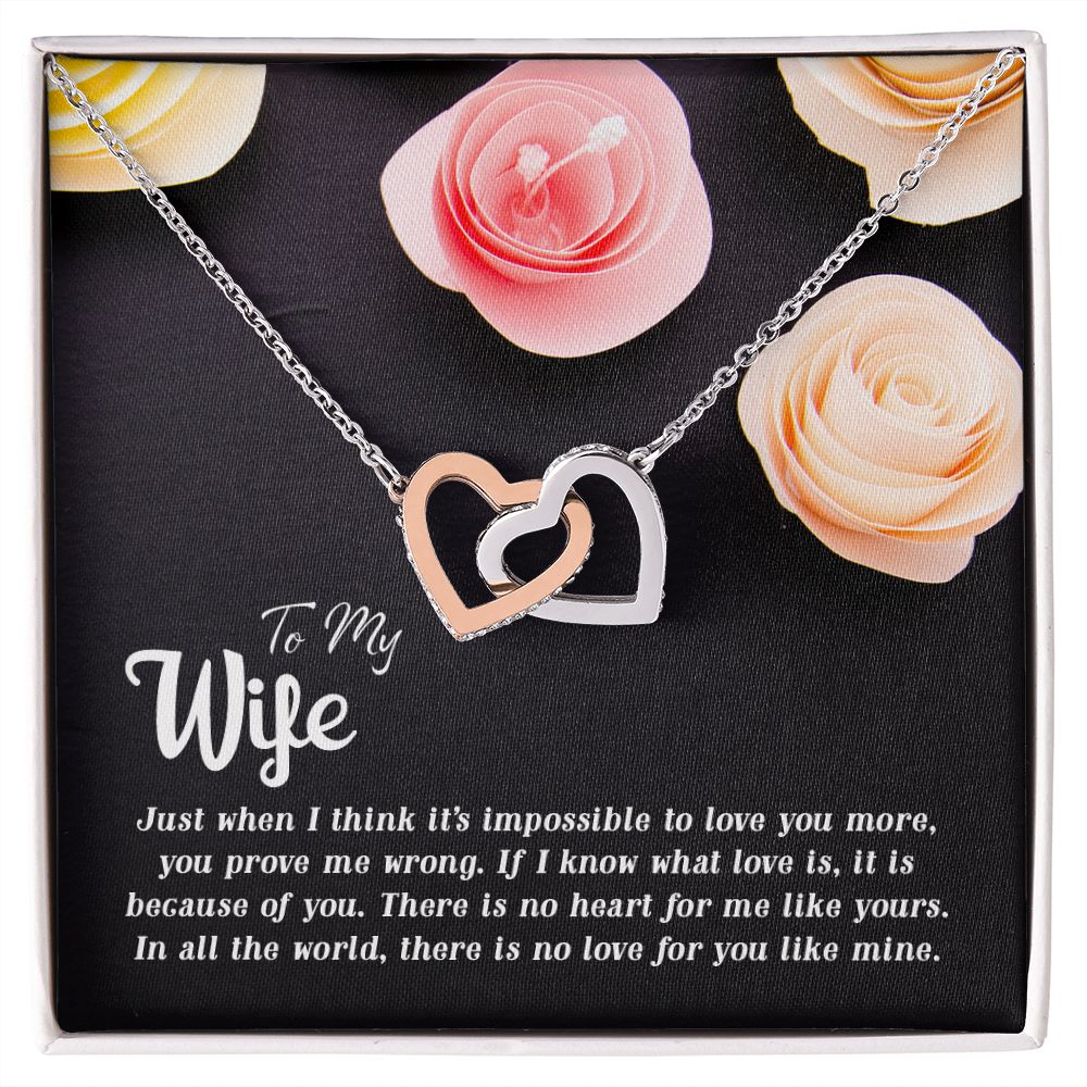 Gift for Wife:  Interlocking Hearts Necklace with Custom Card - Julri Box