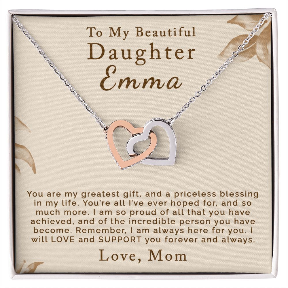 To Daughter | Personalized | Interlocking Hearts Necklace - Julri Box