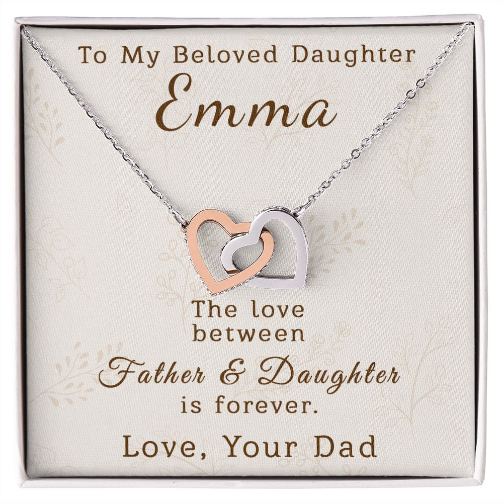To Daughter | From Father | Personalized | Interlocking Hearts Necklace - Julri Box