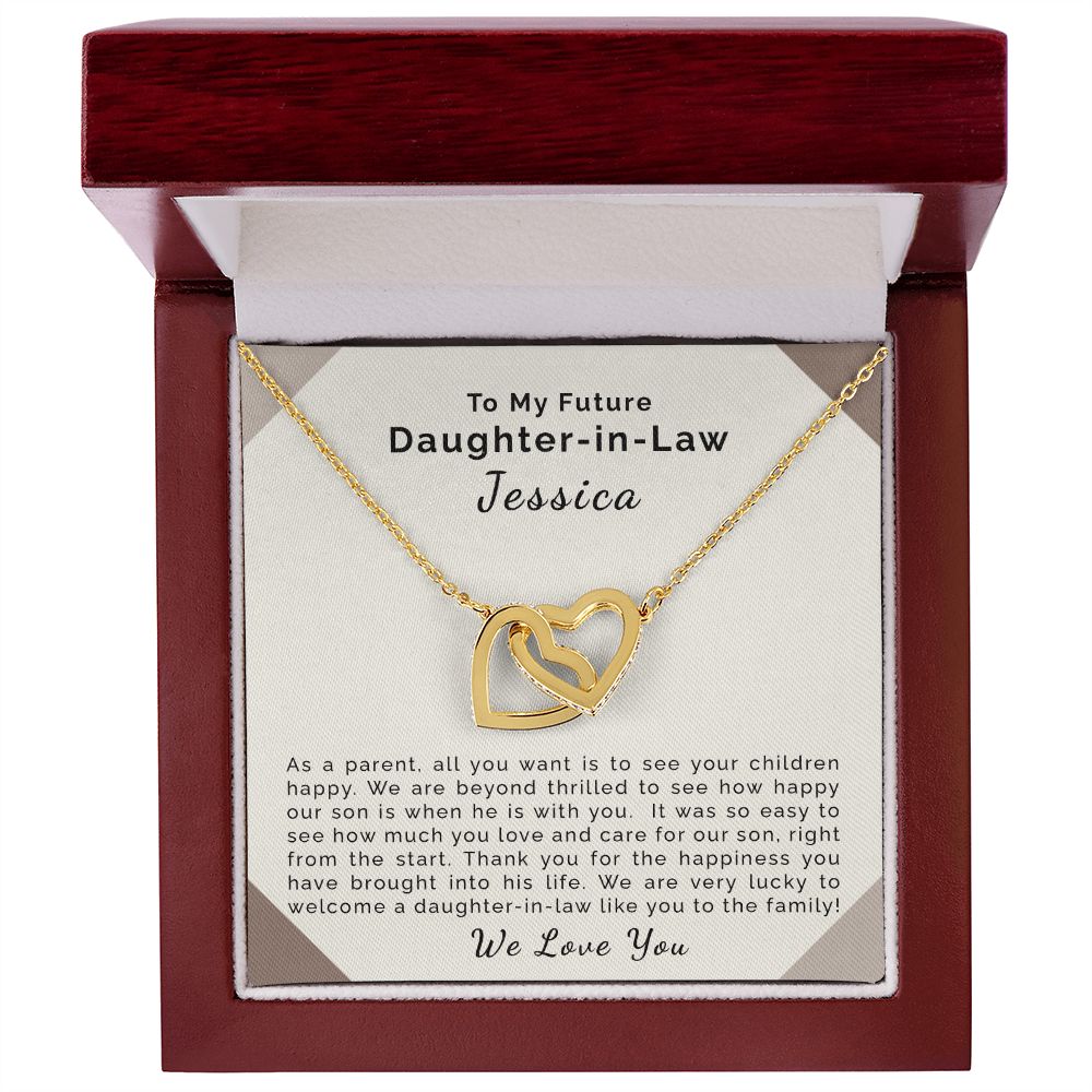 Gift for Daughter in Law on Wedding Day | Interlocking Hearts Necklace
