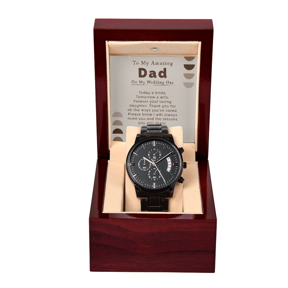Gifts for Dad On Wedding Day | Personalized | Black Chronograph Watch