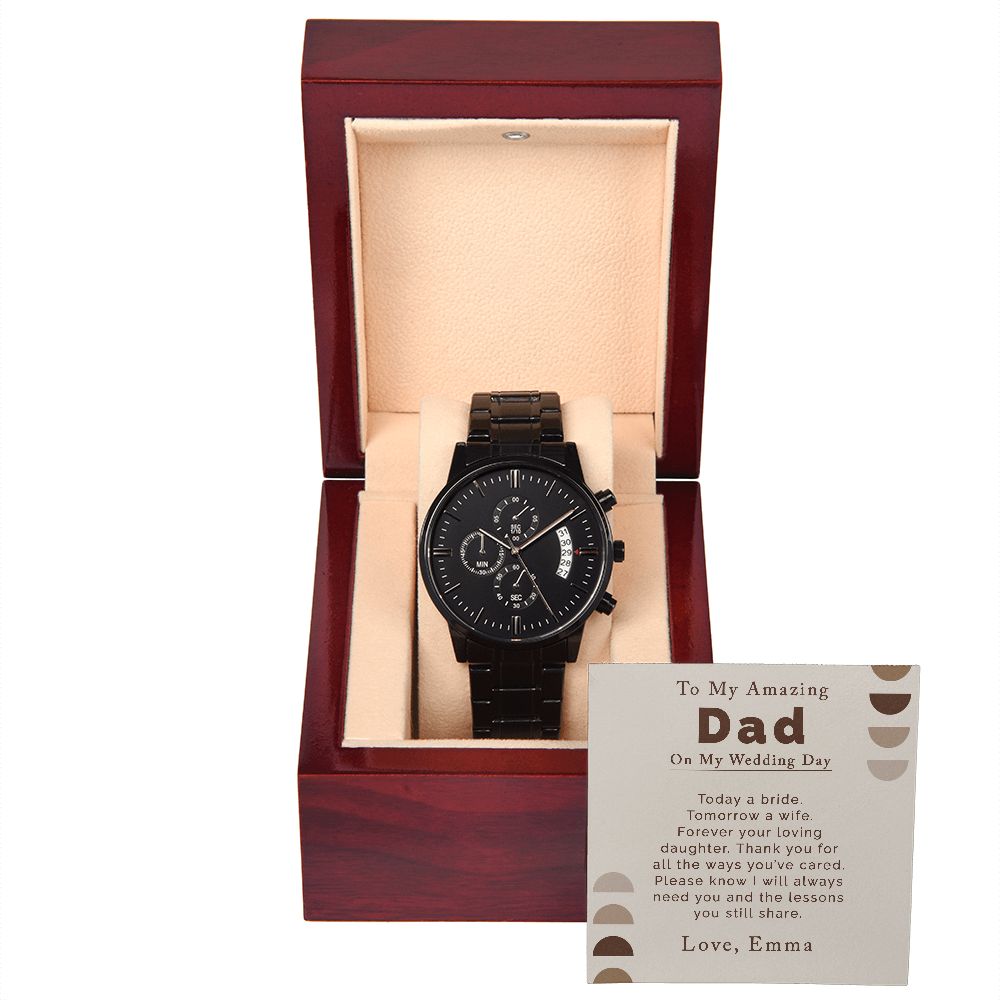 Gifts for Dad On Wedding Day | Personalized | Black Chronograph Watch