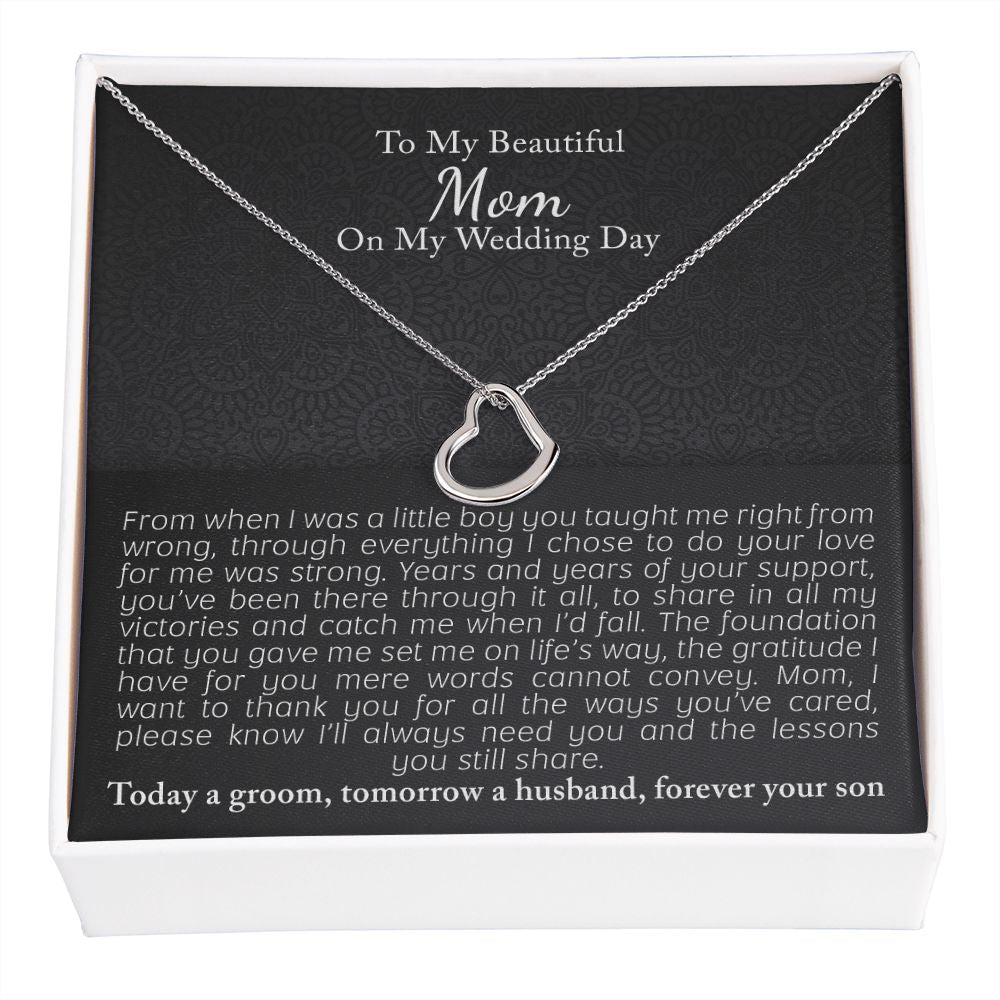 Wedding Gift To Mom From Groom | Delicate Heart Necklace - Julri Box