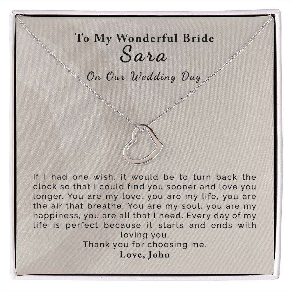 Gifts for Wife on Wedding Day | Personalized | Delicate Heart Necklace
