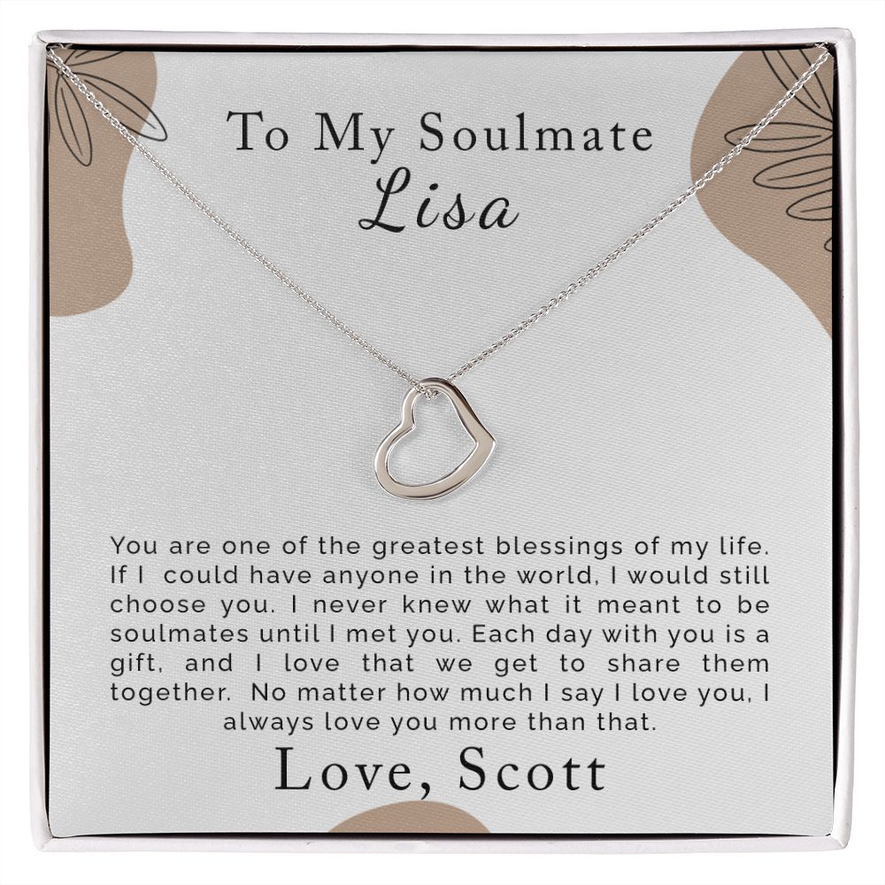 Soulmate Gift | Personalized | Delicate Heart Necklace