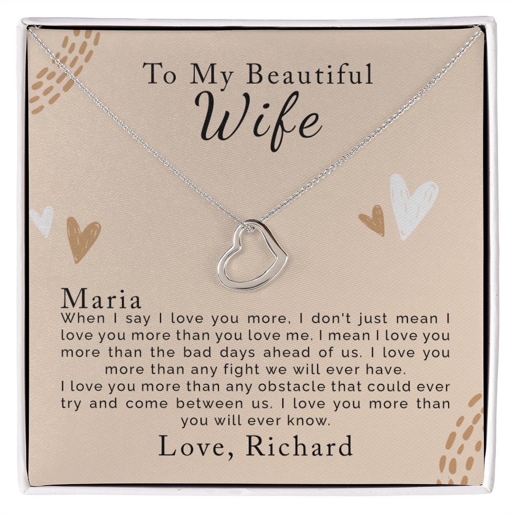 Valentines Day Gifts for Wife | Personalized | Delicate Heart Necklace