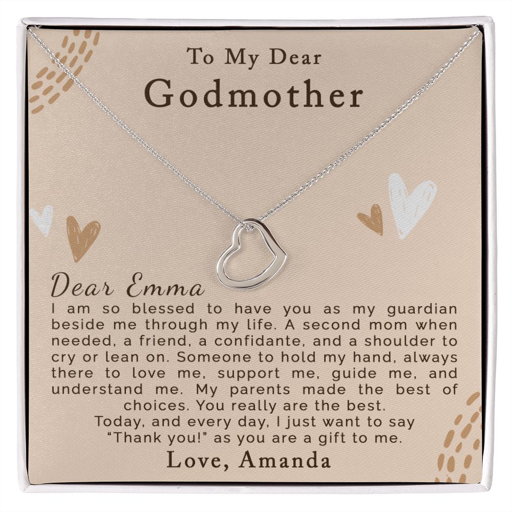 To Godmother | Personalized | Delicate Heart Necklace