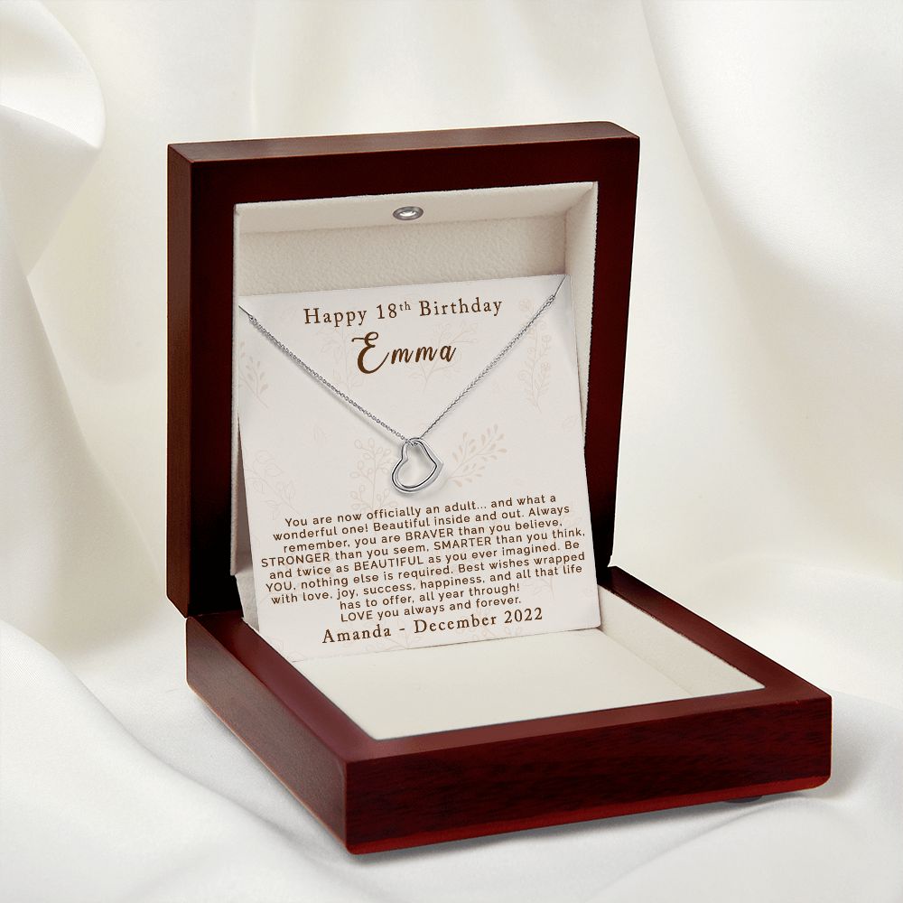 Happy 18th Birthday | Personalized | Delicate Heart Necklace - Julri Box