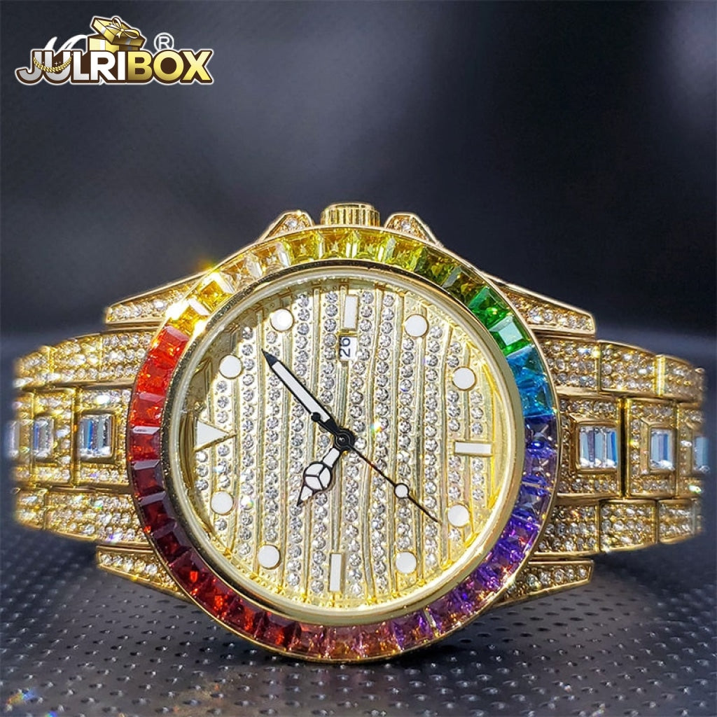 Iced Out Watch | Mens Designer Watches Rainbow