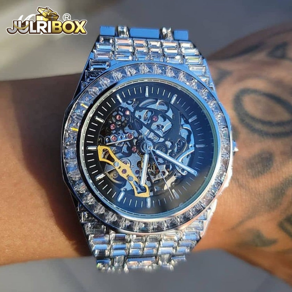 Luxury Skeleton Watch | With Baguette Bezel Bracelet Mechanical Top Brand Wristwatches Ice Out