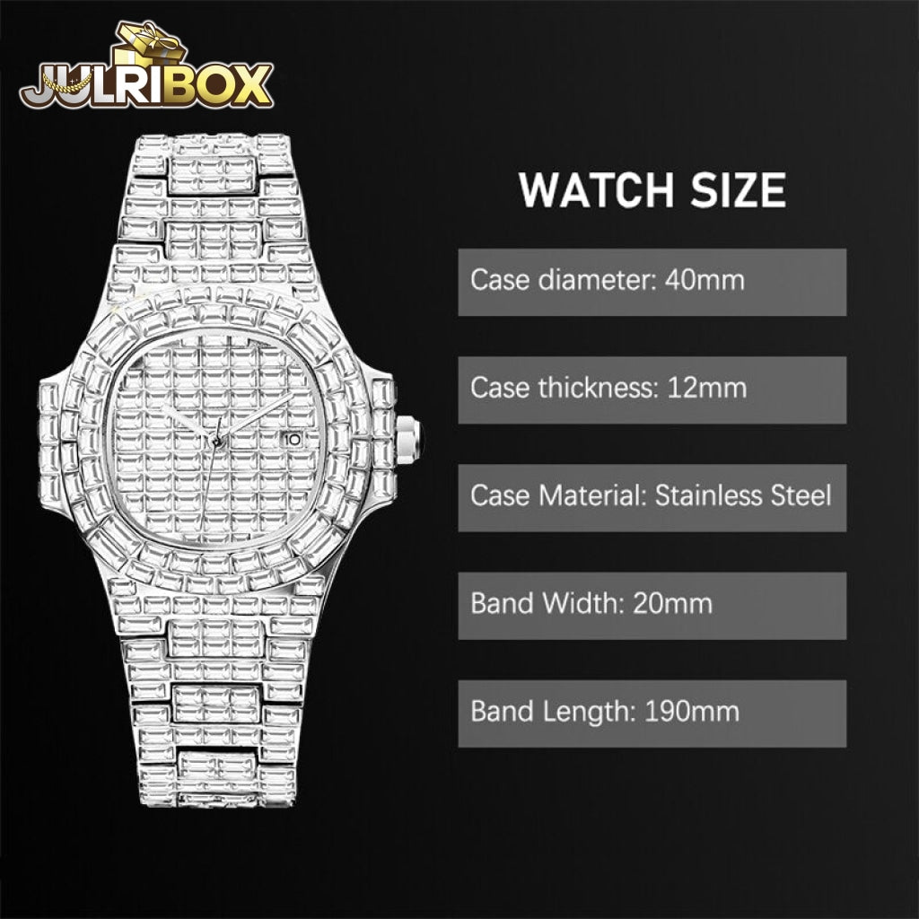 Luxury Watches | Watch Brands Mens Baguette For Sale Hip Hop Iced Out Rectangle Diamond